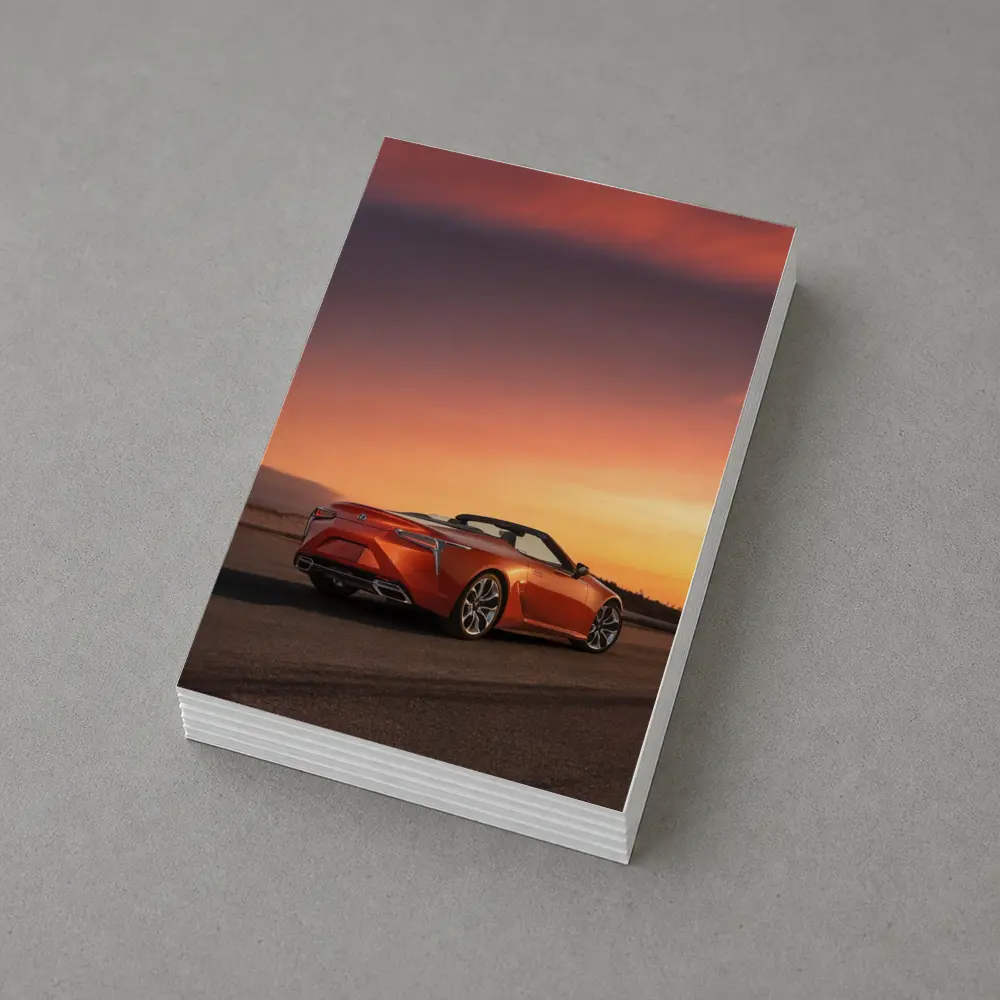 Lexus LC Convertible Orange Sunset Sky – Postcards