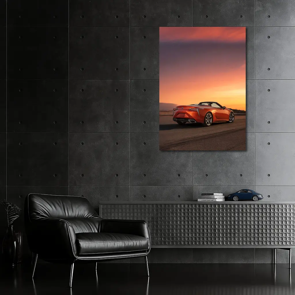 Lexus LC Convertible Orange Sunset Sky – Wall Art