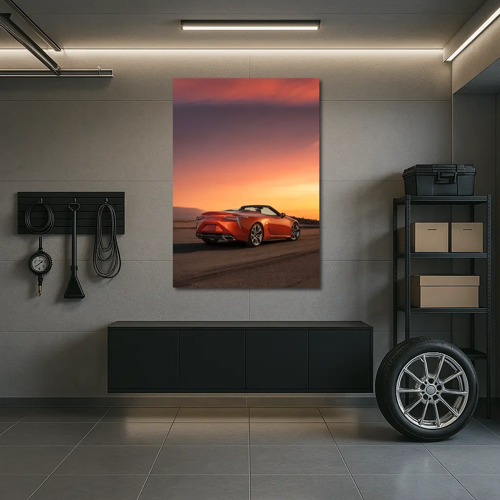 Lexus LC Convertible Orange Sunset Sky – Wall Art