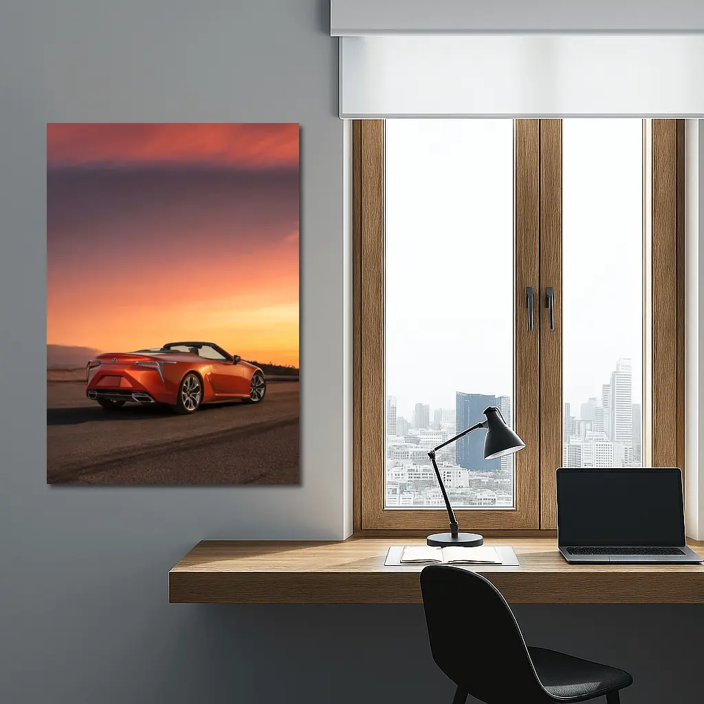 Lexus LC Convertible Orange Sunset Sky – Wall Art