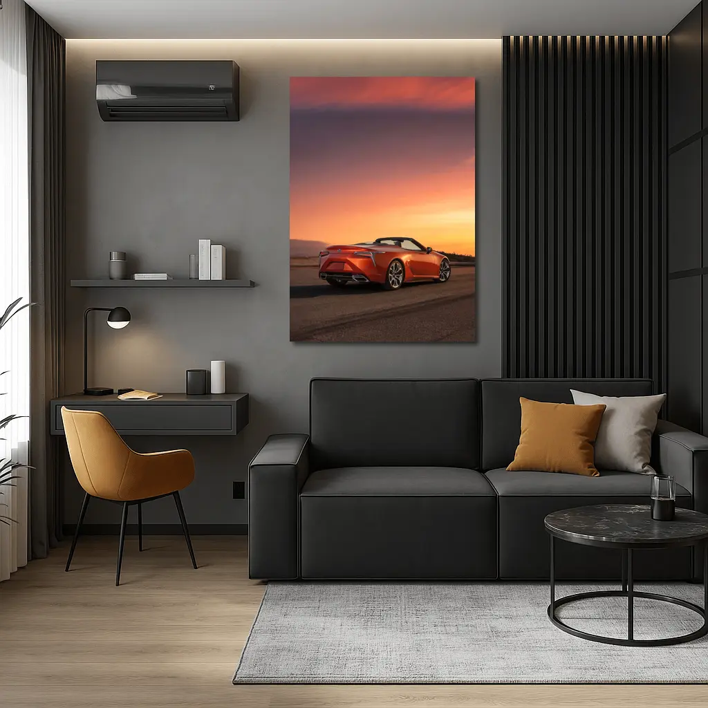 Lexus LC Convertible Orange Sunset Sky – Wall Art