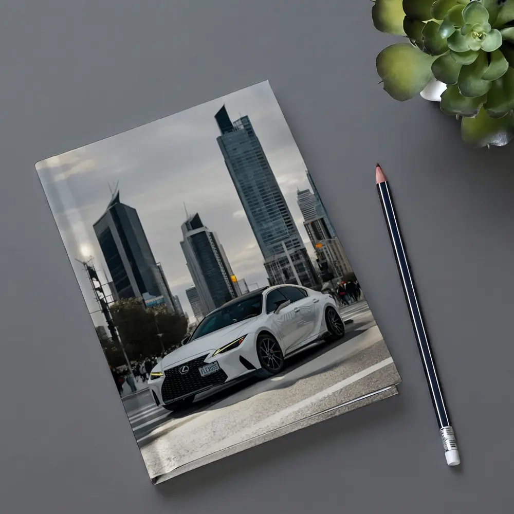 Lexus IS White Sedan City Skyline – Notebooks