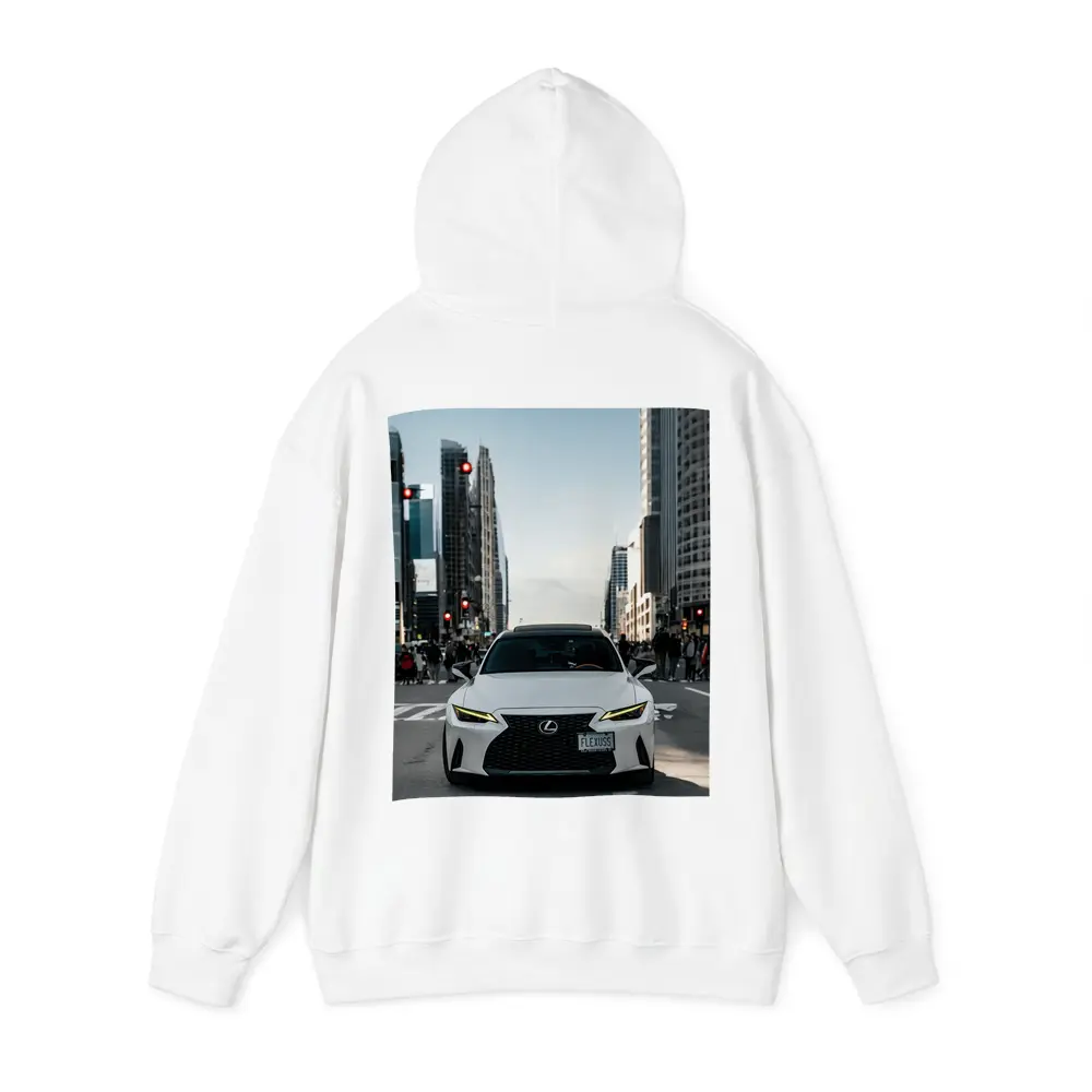 White Lexus IS City Street Front View – Hoodies