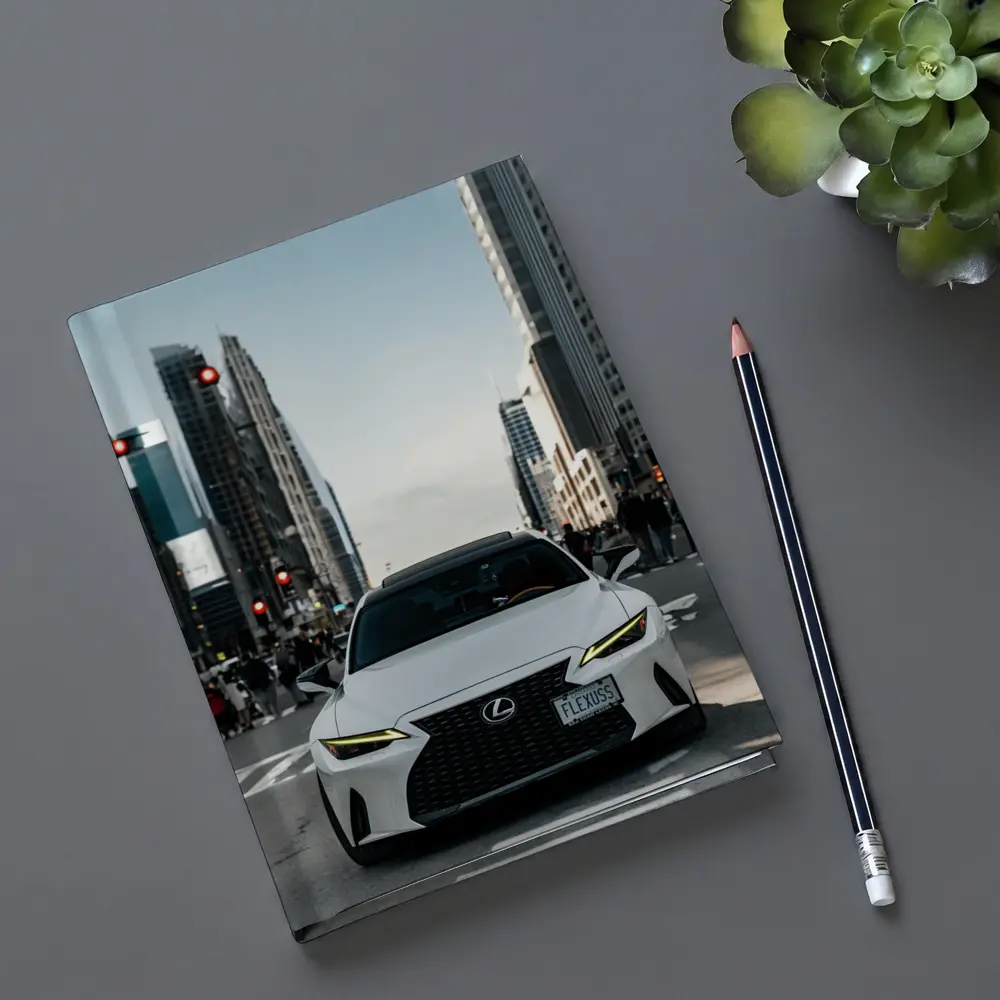 White Lexus IS City Street Front View – Notebooks