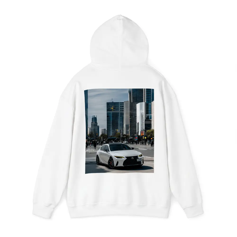 Lexus IS White Sedan City Streets – Hoodies