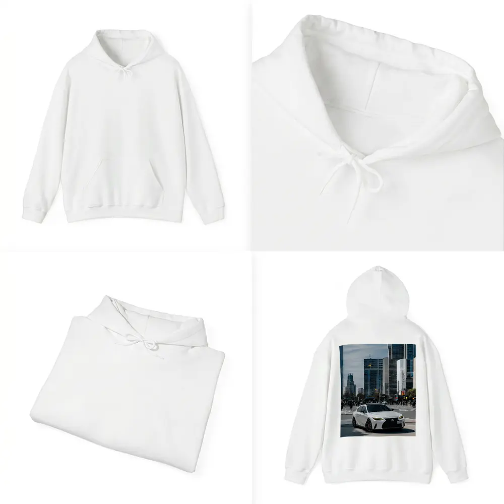 Lexus IS White Sedan City Streets – Hoodies