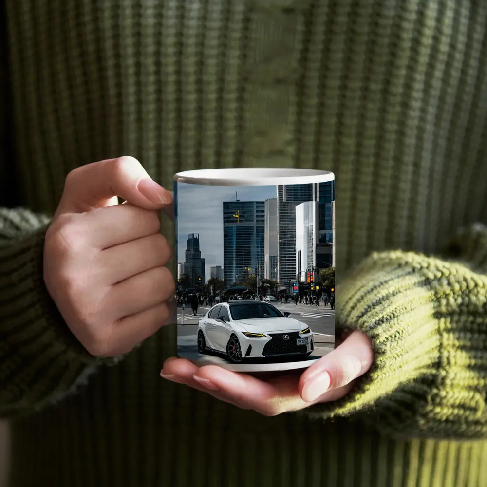 Lexus IS White Sedan City Streets – Mugs