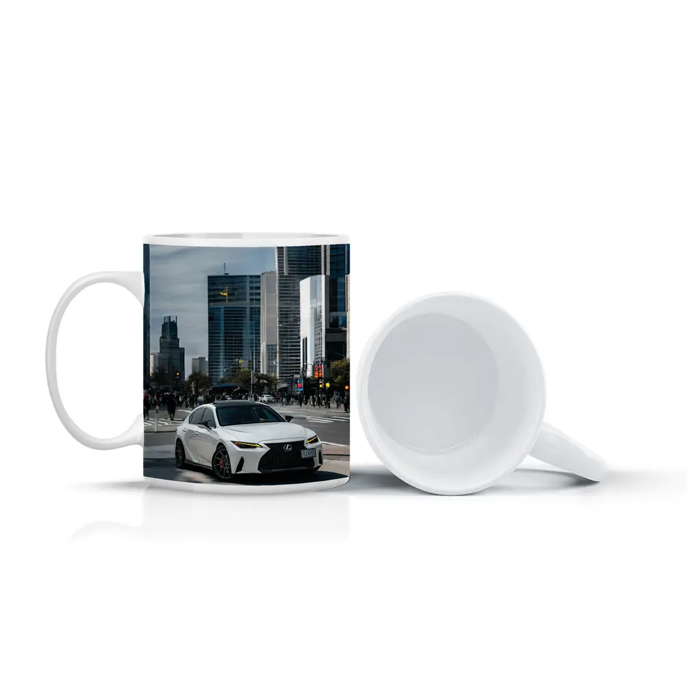 Lexus IS White Sedan City Streets – Mugs