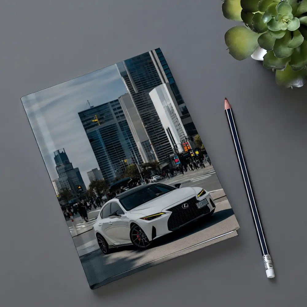 Lexus IS White Sedan City Streets – Notebooks