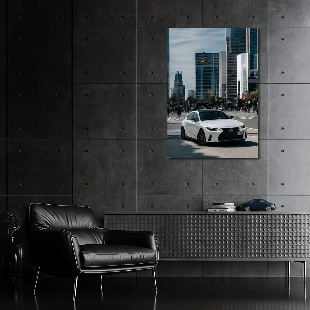 Lexus IS White Sedan City Streets – Wall Art