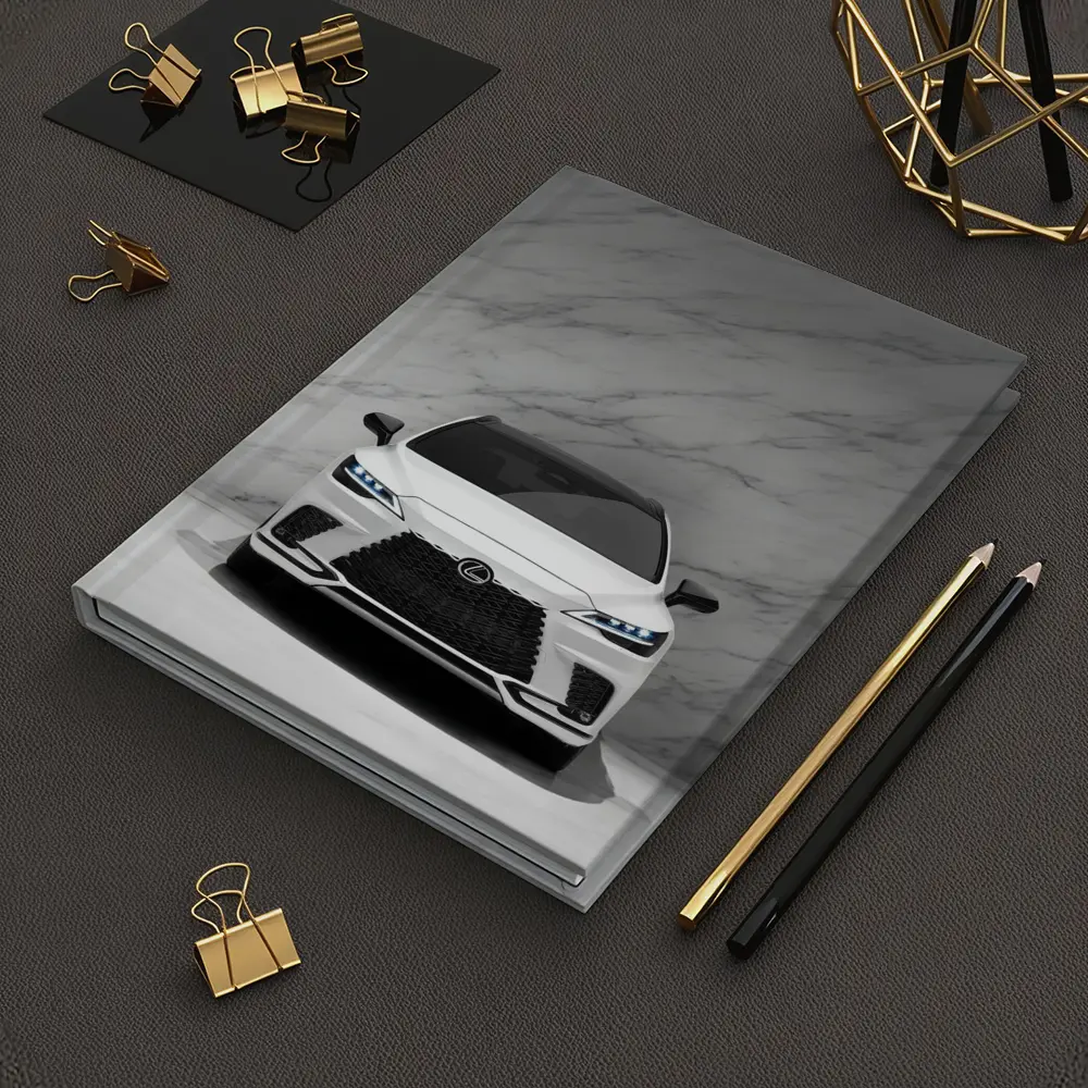 Lexus RX White Front View Marble Background – Notebooks