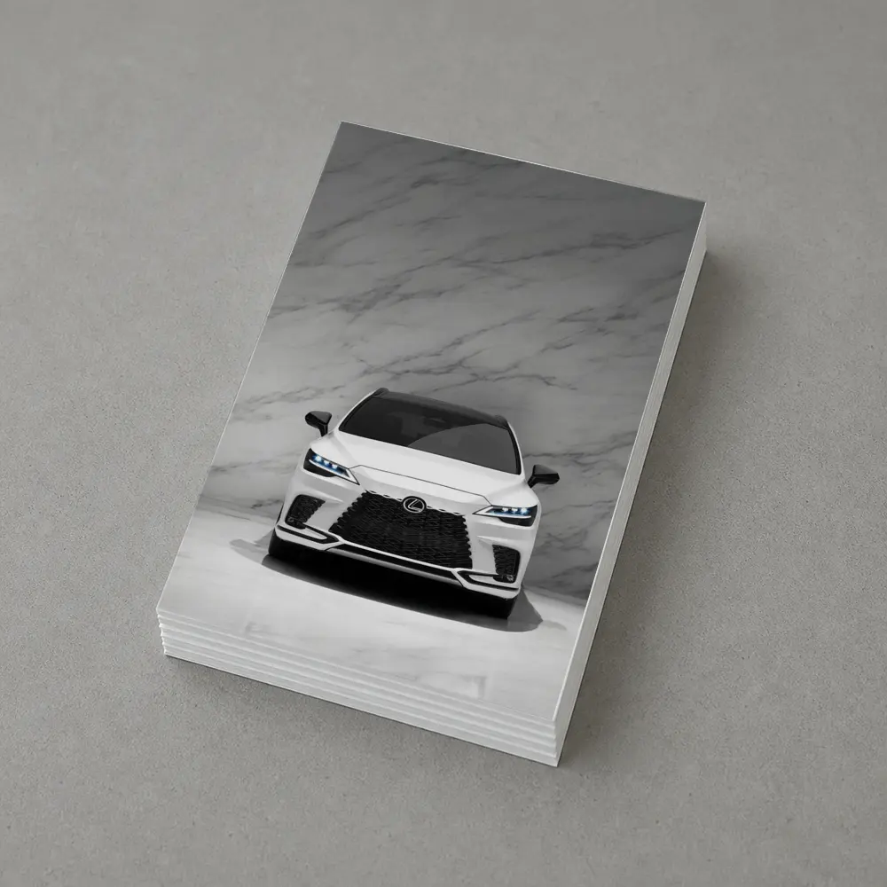 Lexus RX White Front View Marble Background – Postcards