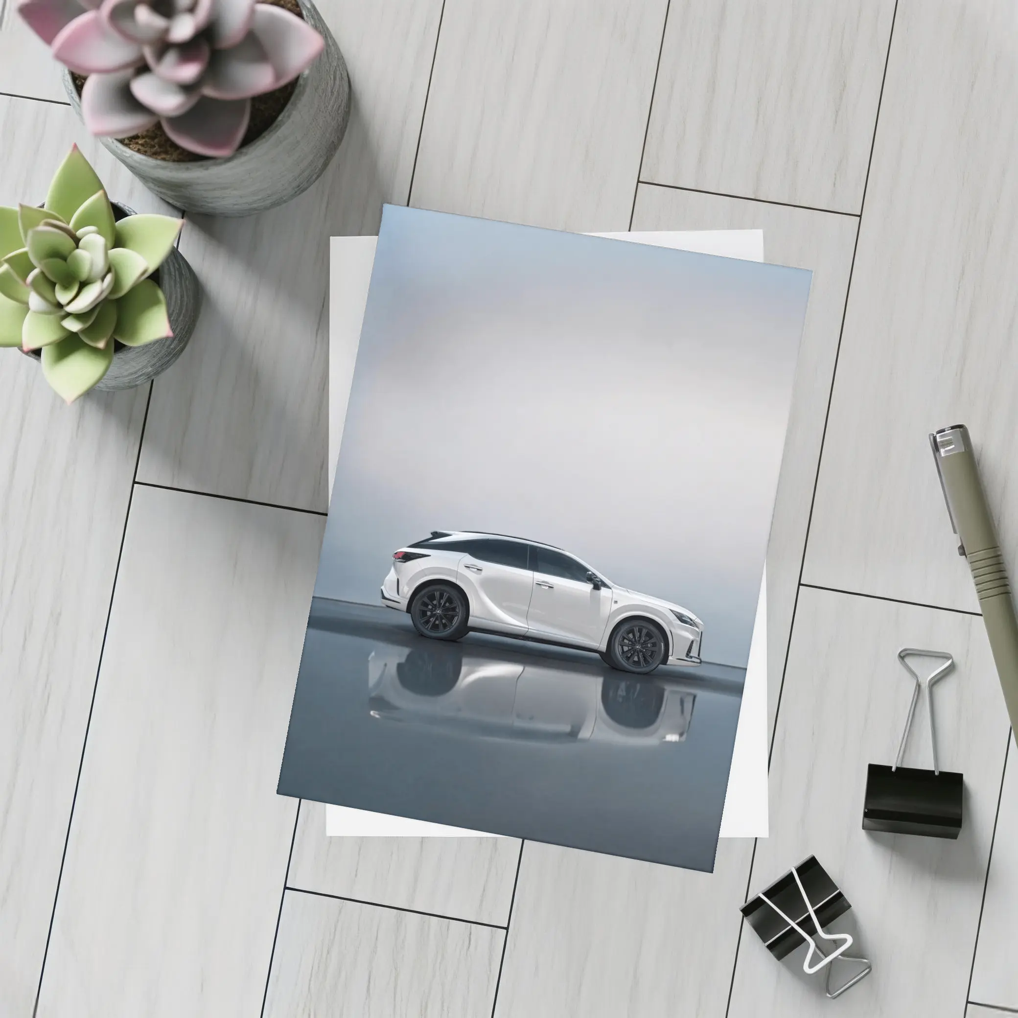Lexus RX White Studio Reflective Floor – Postcards
