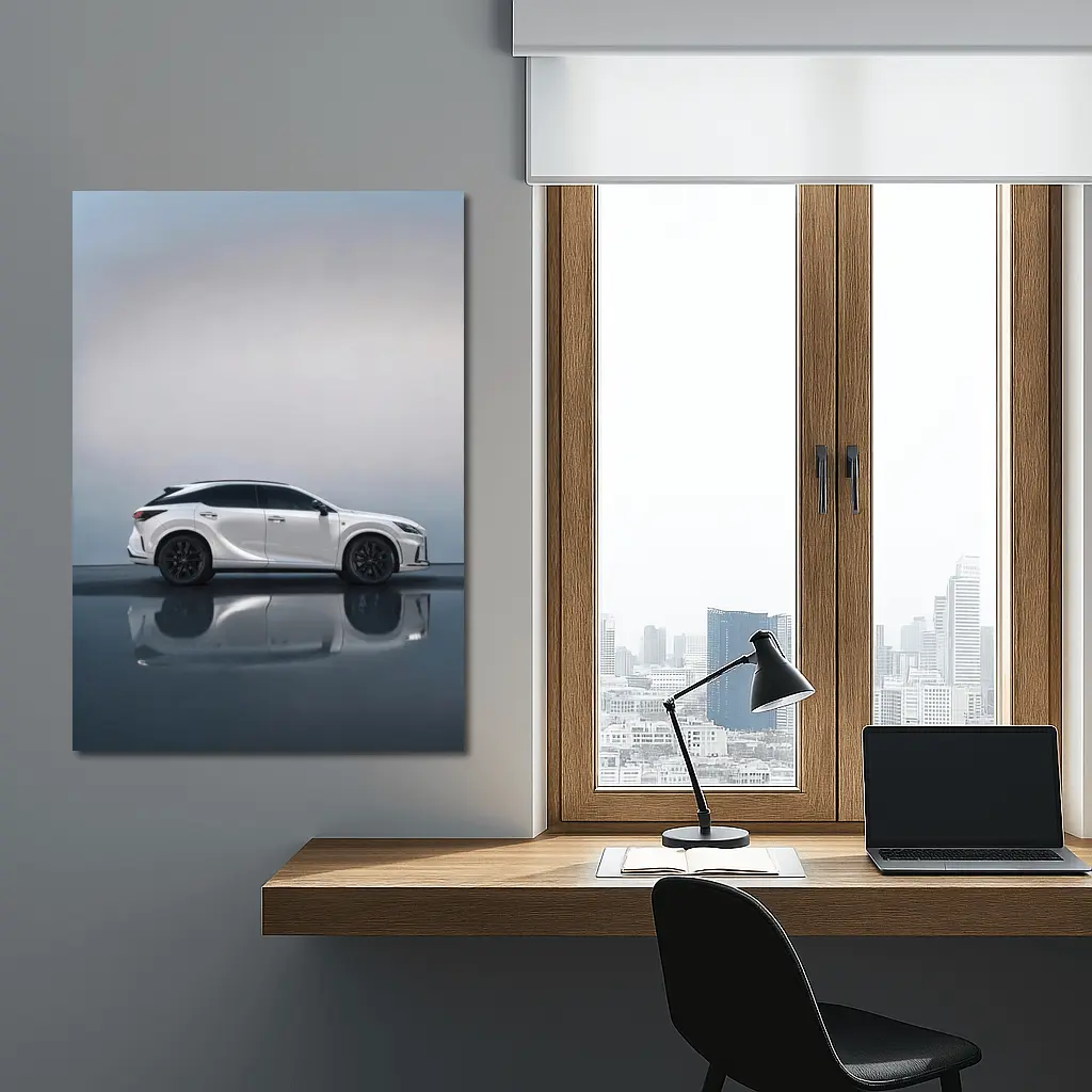 Lexus RX White Studio Reflective Floor – Wall Art