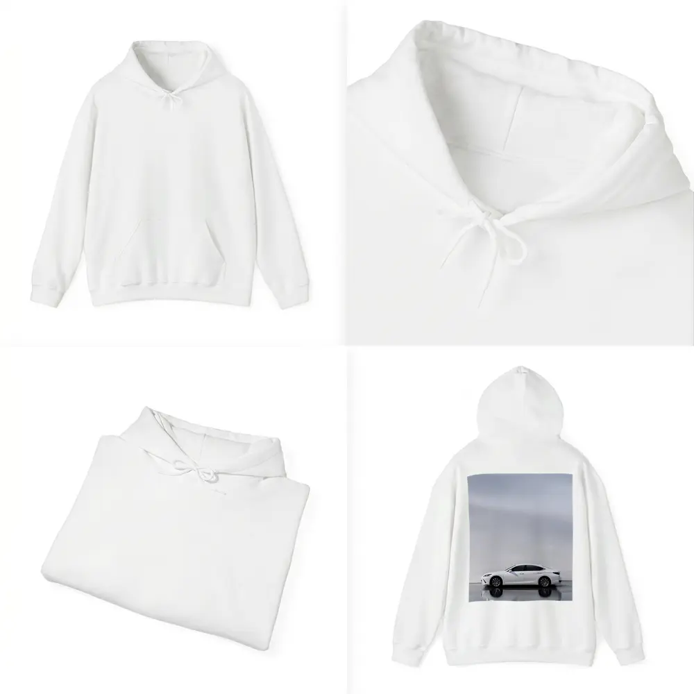 Lexus ES White Sedan Studio Background – Hoodies