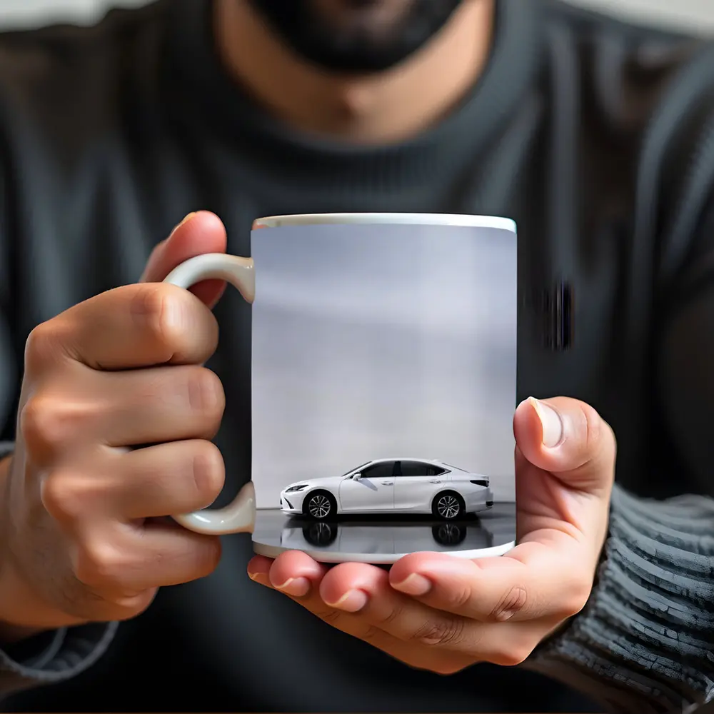 Lexus ES White Sedan Studio Background – Mugs
