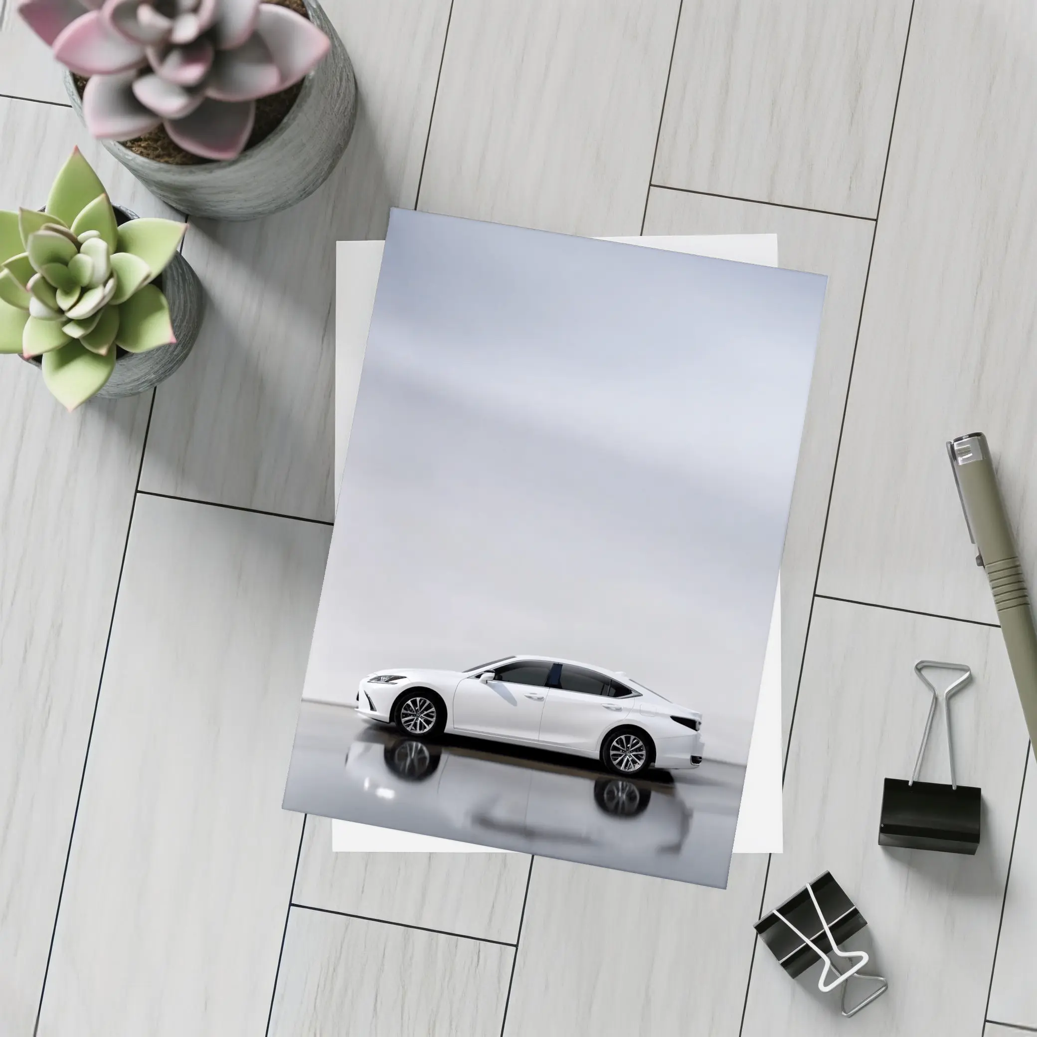 Lexus ES White Sedan Studio Background – Postcards