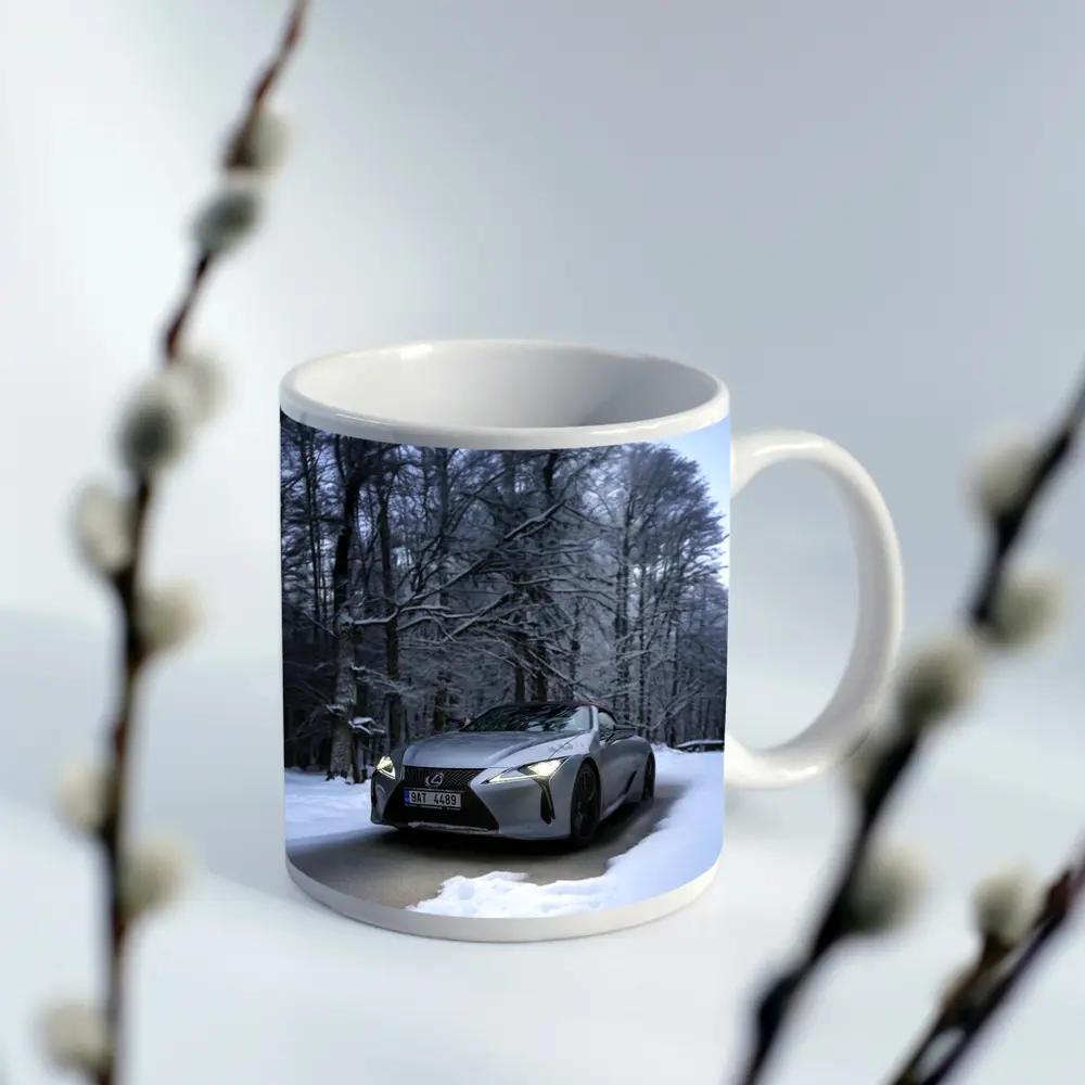 Lexus LC Coupe Snowy Winter Forest Road – Mugs