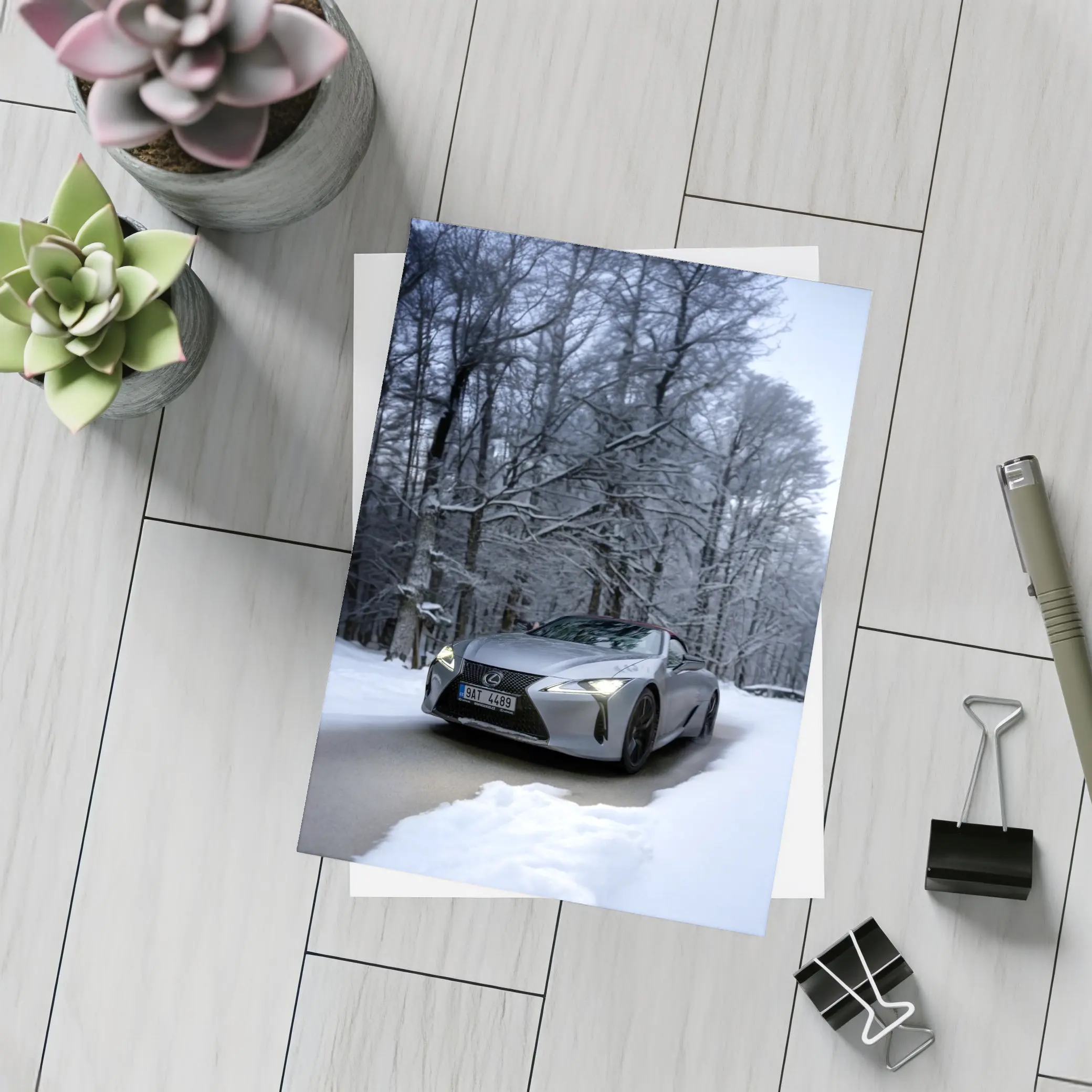 Lexus LC Coupe Snowy Winter Forest Road – Postcards