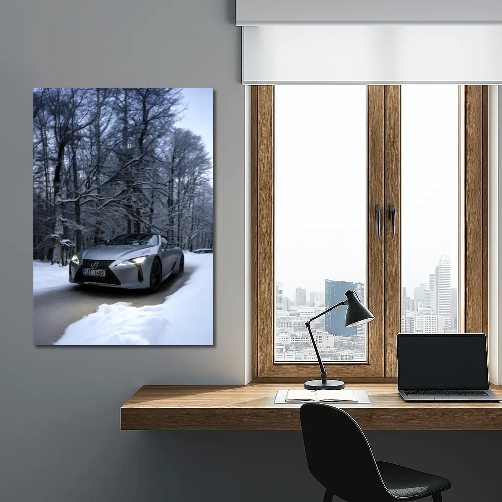 Lexus LC Coupe Snowy Winter Forest Road – Wall Art