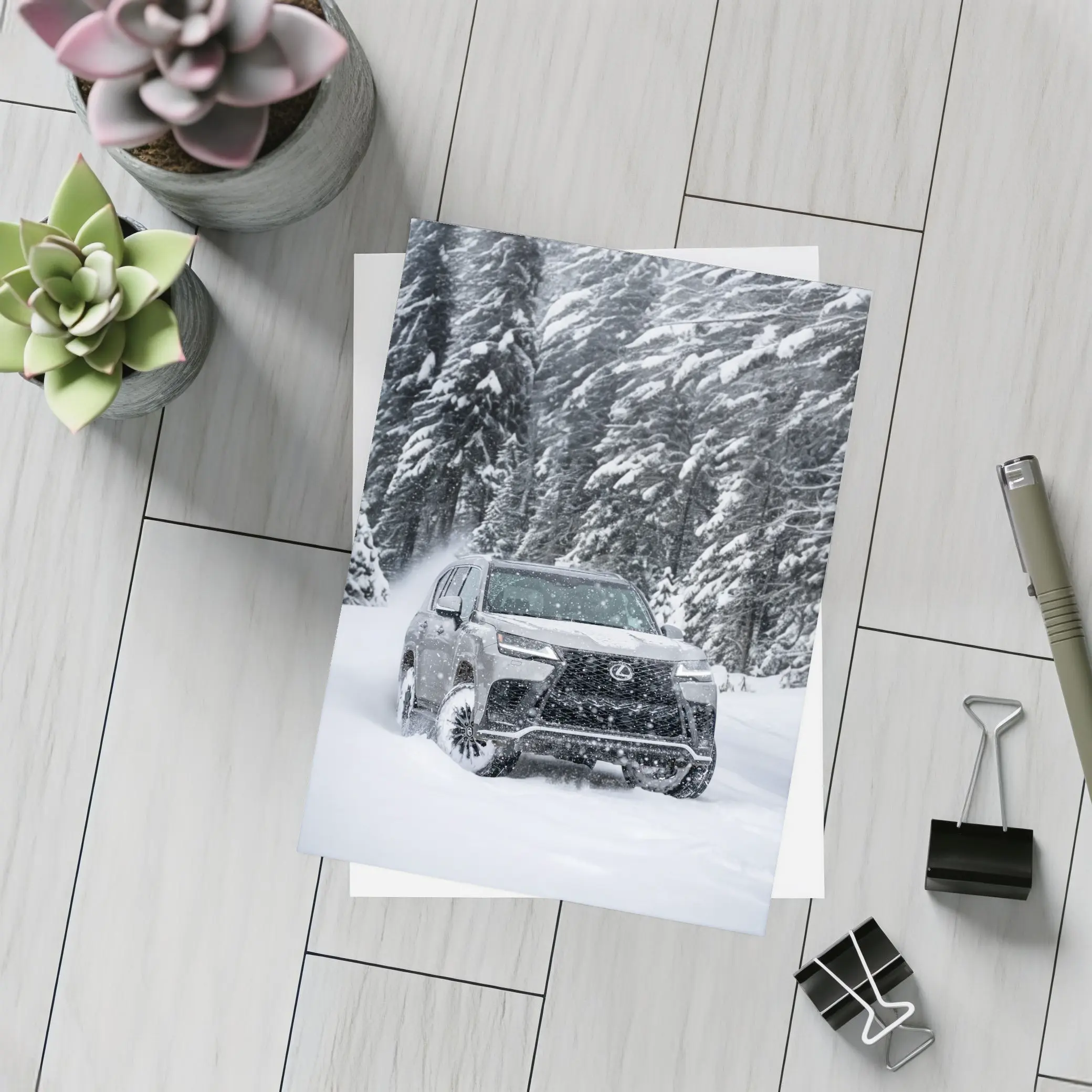 Lexus LX Driving Through Heavy Winter Snow – Postcards