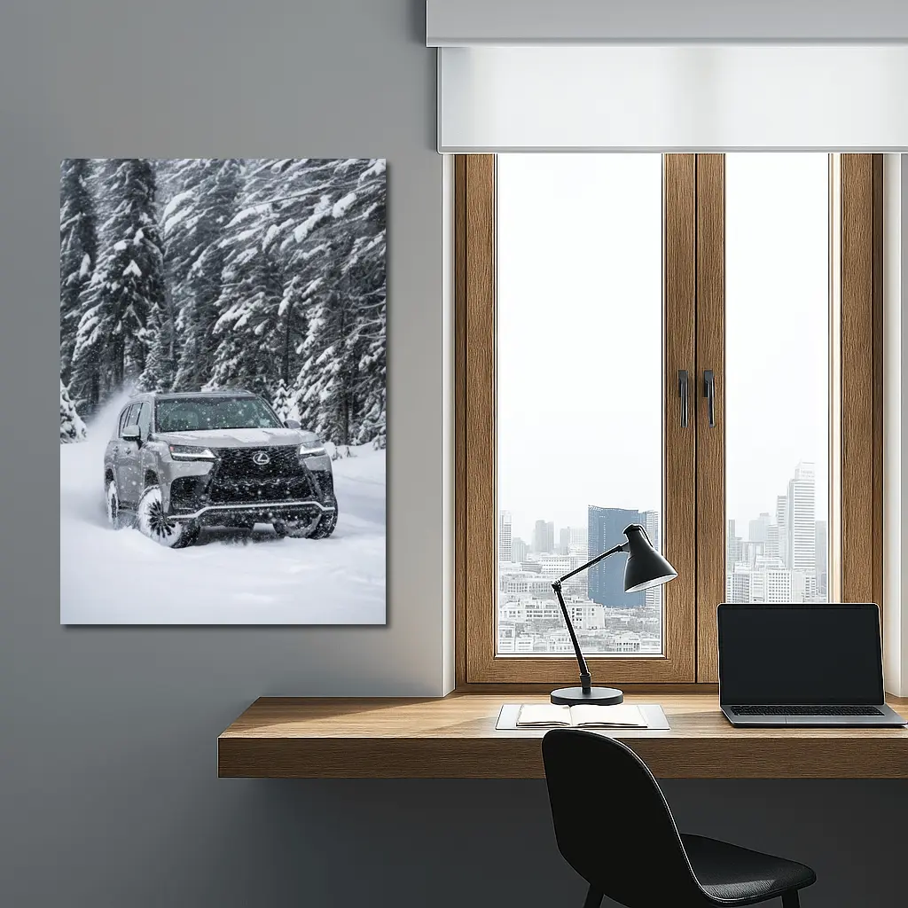 Lexus LX Driving Through Heavy Winter Snow – Wall Art