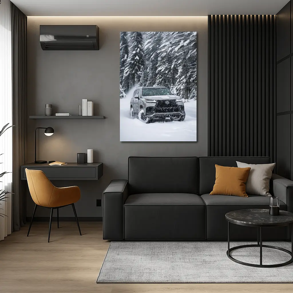 Lexus LX Driving Through Heavy Winter Snow – Wall Art