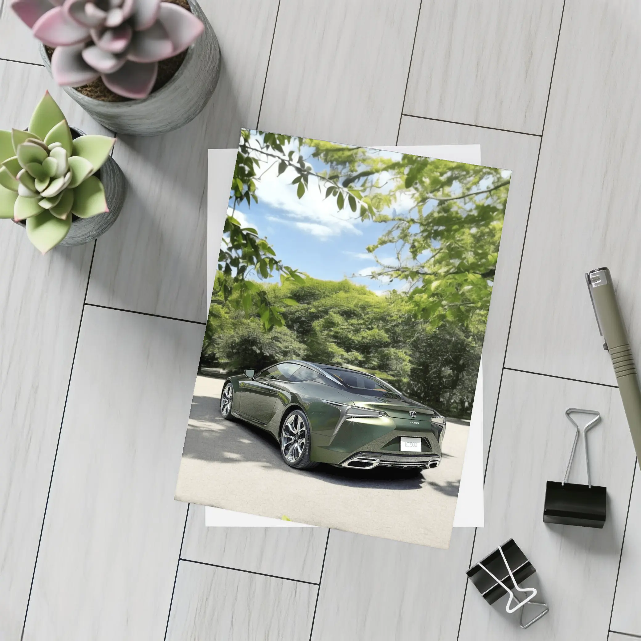 Lexus LC 500 Green Coupe Park Setting – Postcards