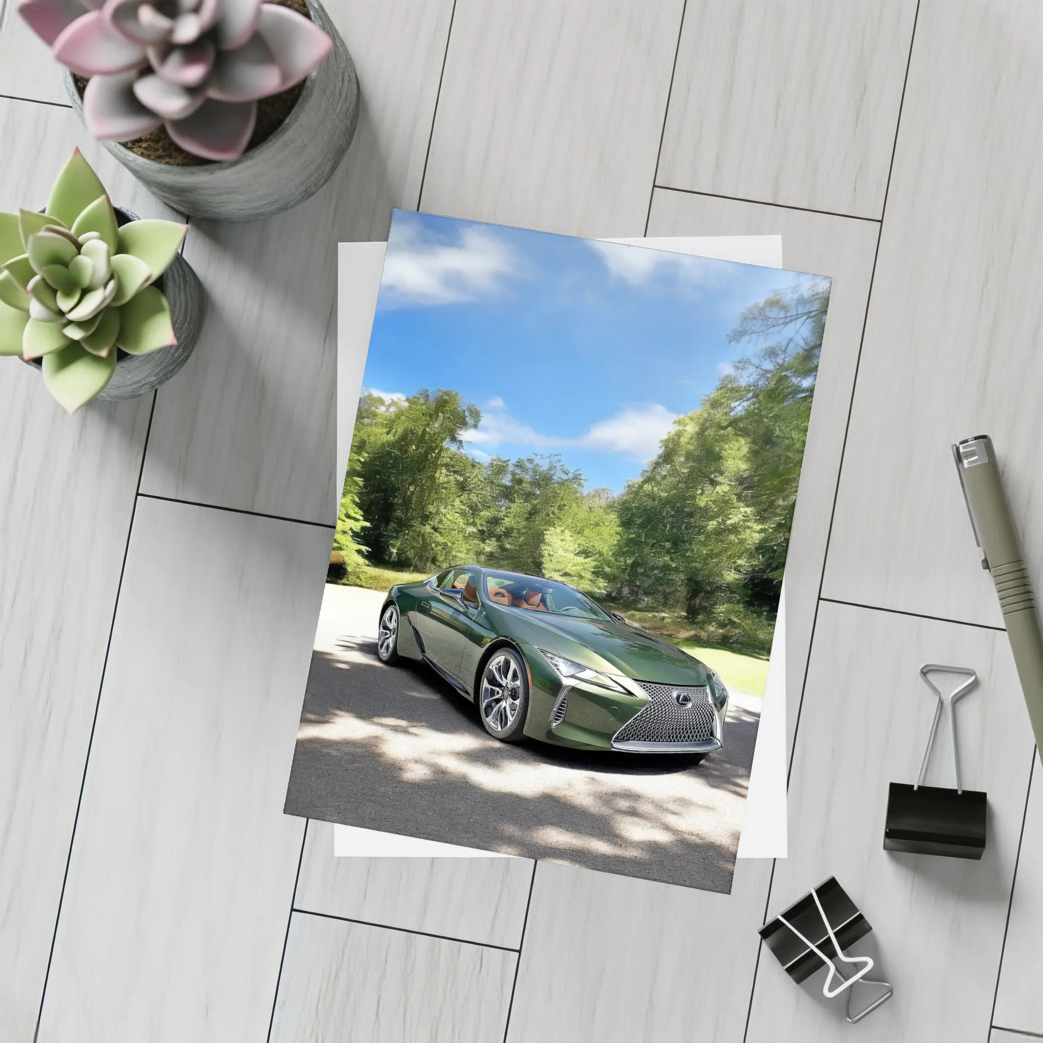 Lexus LC 500 Green Coupe Forest Setting – Postcards