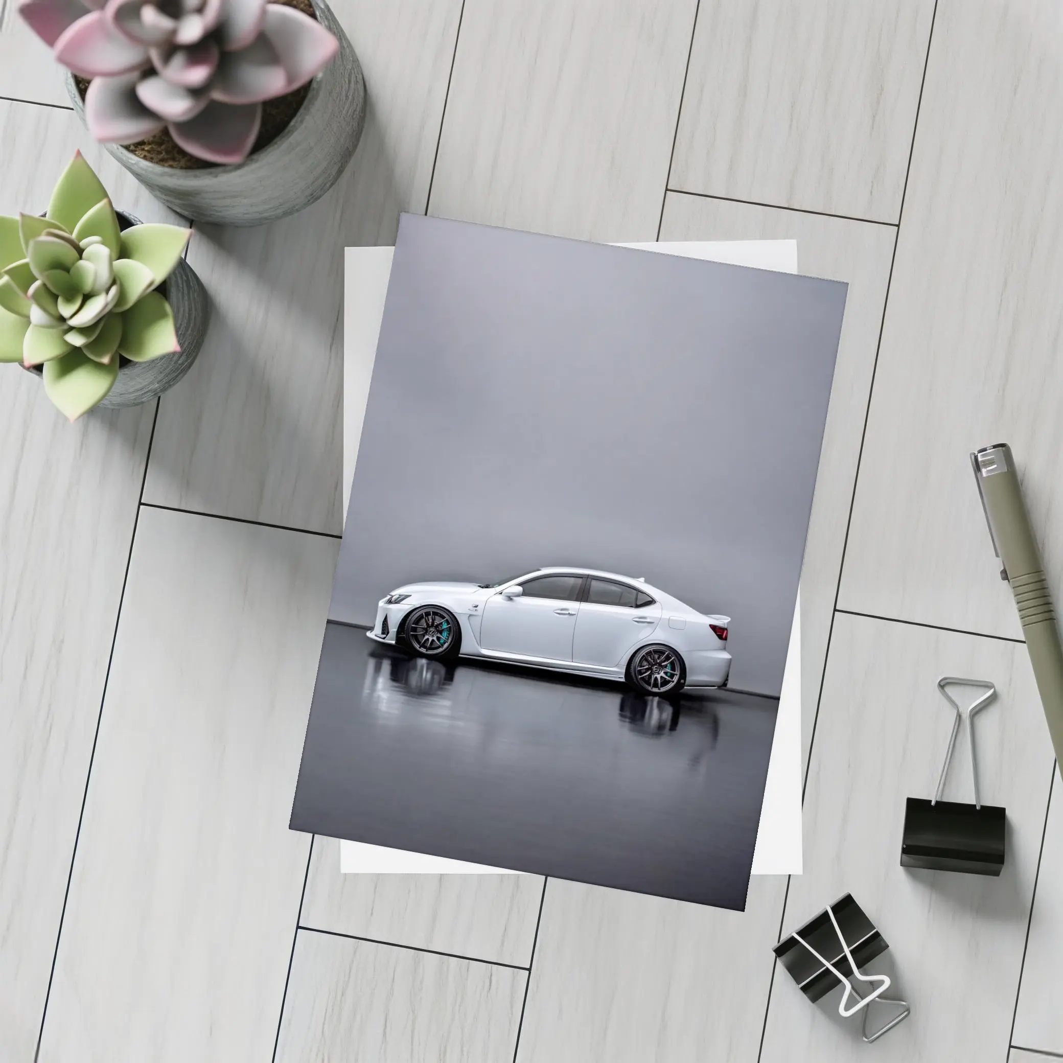 Lexus IS F White Studio Side Profile – Postcards