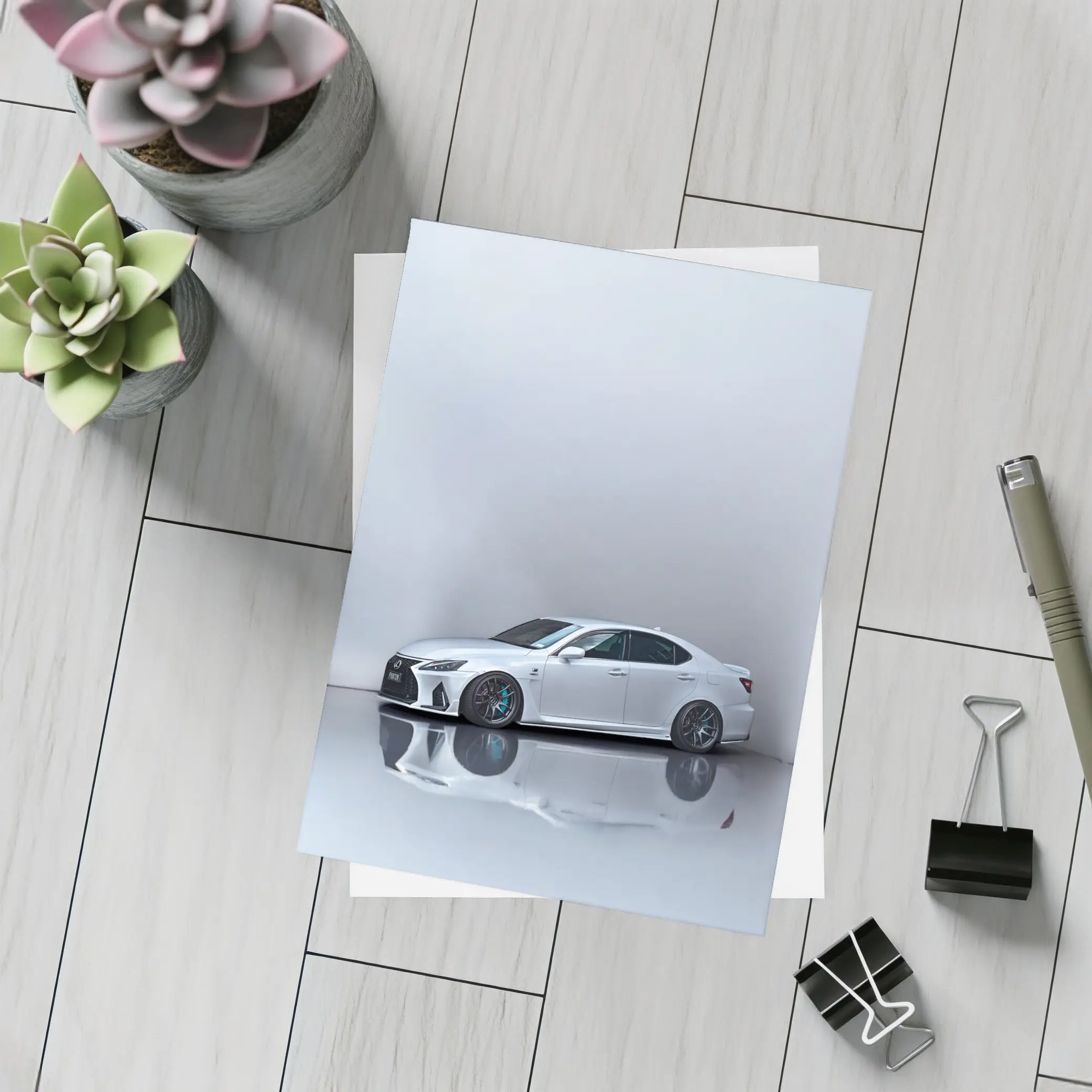 Lexus IS F White Studio Minimal Background – Postcards