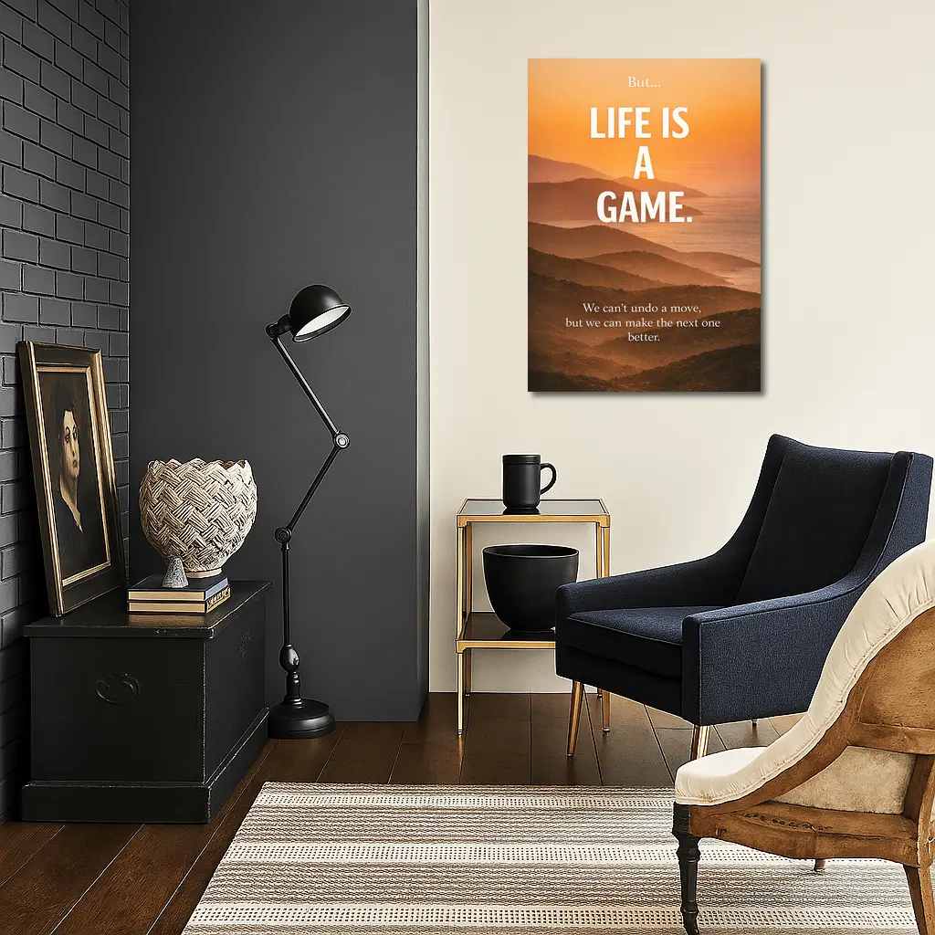 Life Is A Game Motivational Sunset Quote – Wall Art