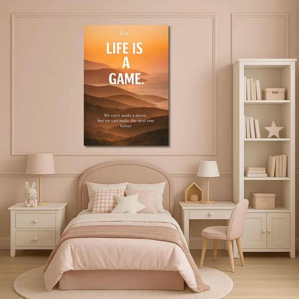 Life Is A Game Motivational Sunset Quote – Wall Art