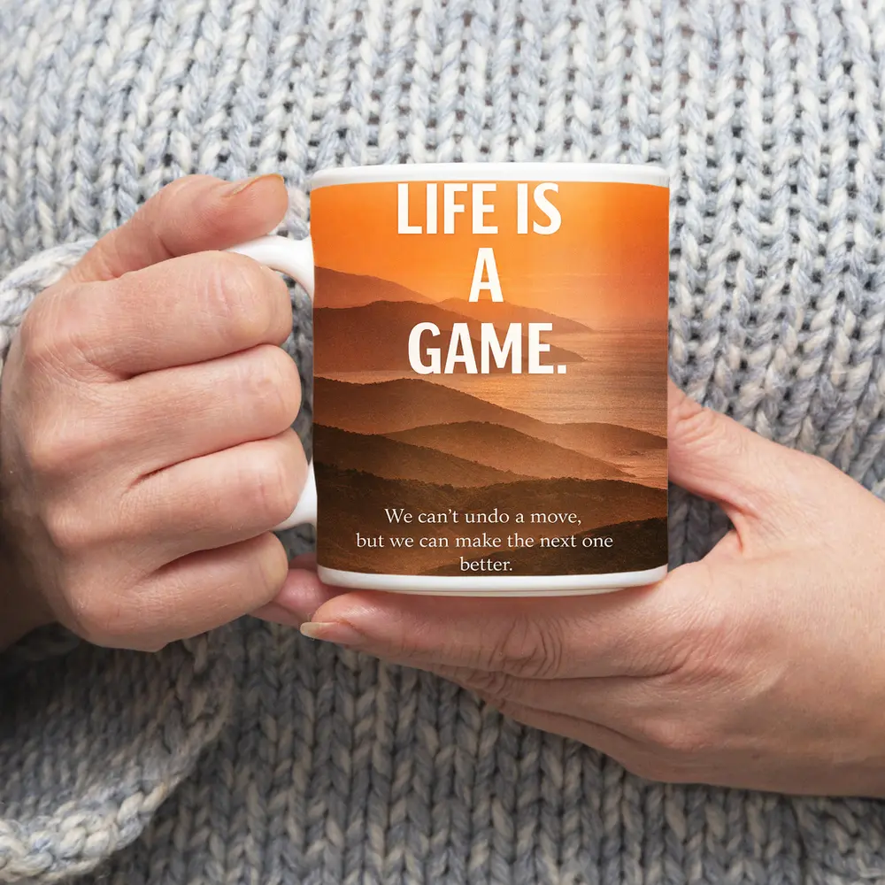Life Is A Game Motivational Sunset Quote – Mugs