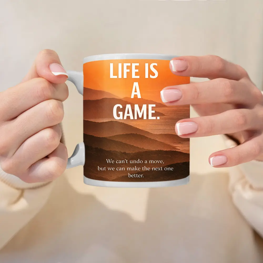 Life Is A Game Motivational Sunset Quote – Mugs
