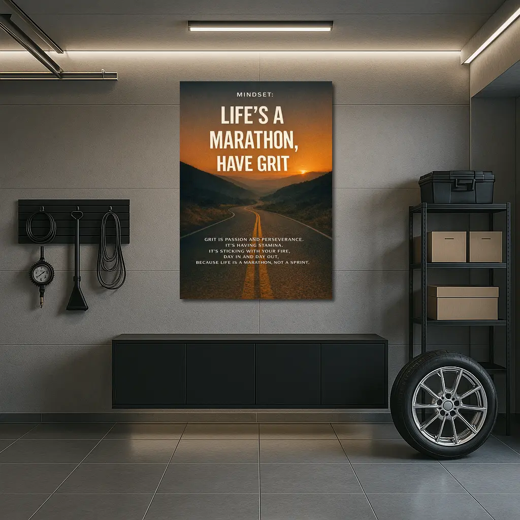 Life Marathon Grit Mindset Motivational Road Quote – Wall Art