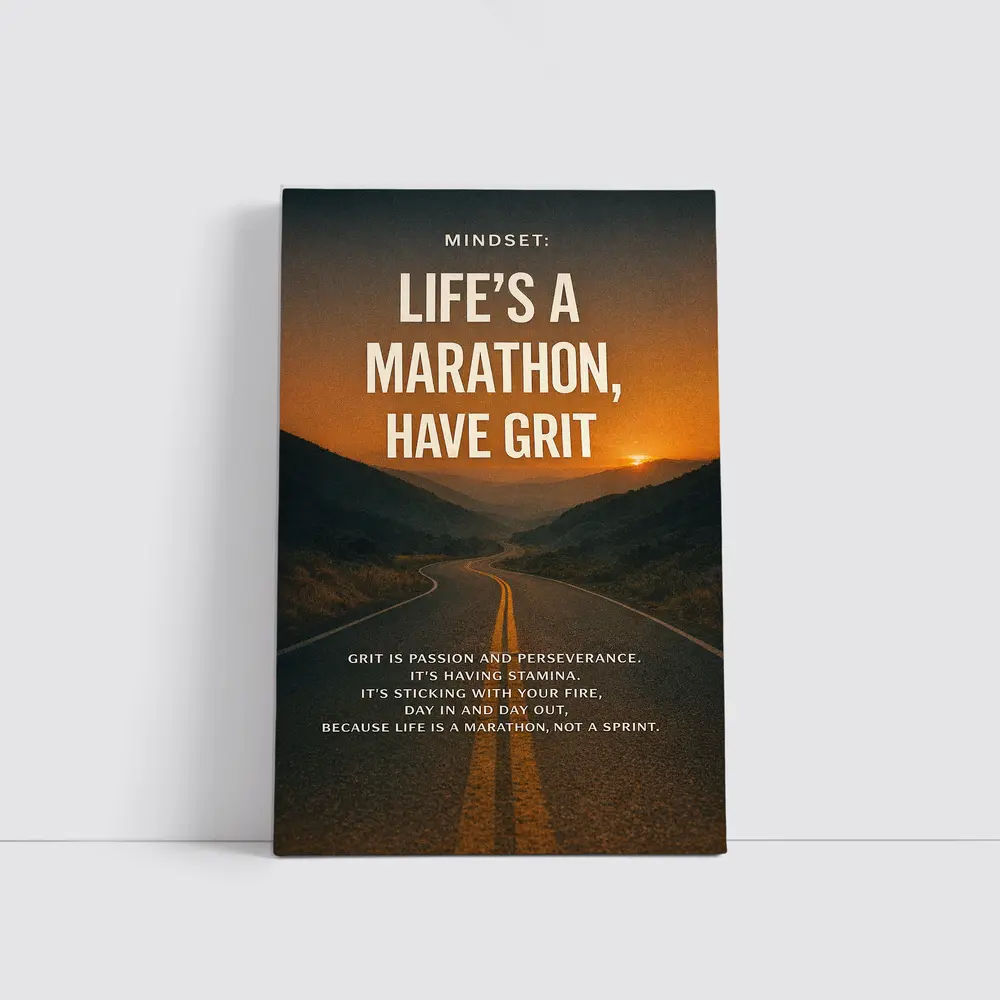 Life Marathon Grit Mindset Motivational Road Quote – Wall Art