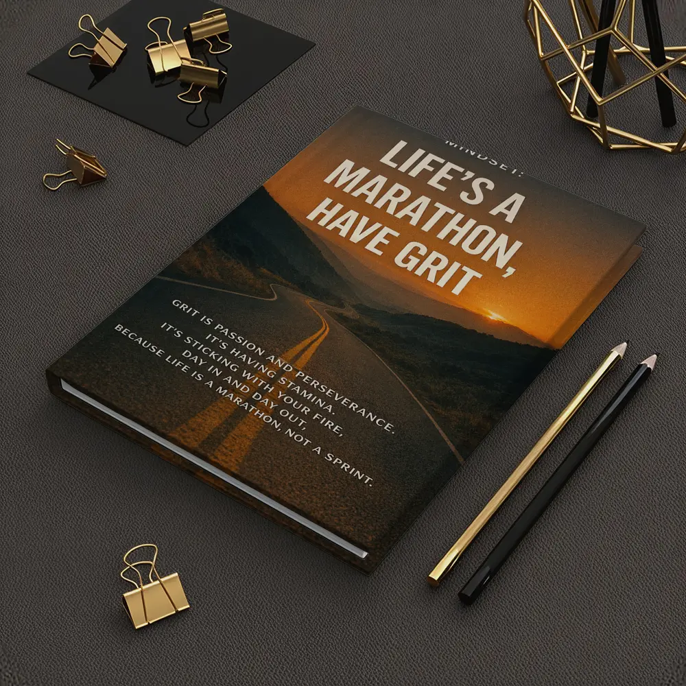 Life Marathon Grit Mindset Motivational Road Quote – Notebooks