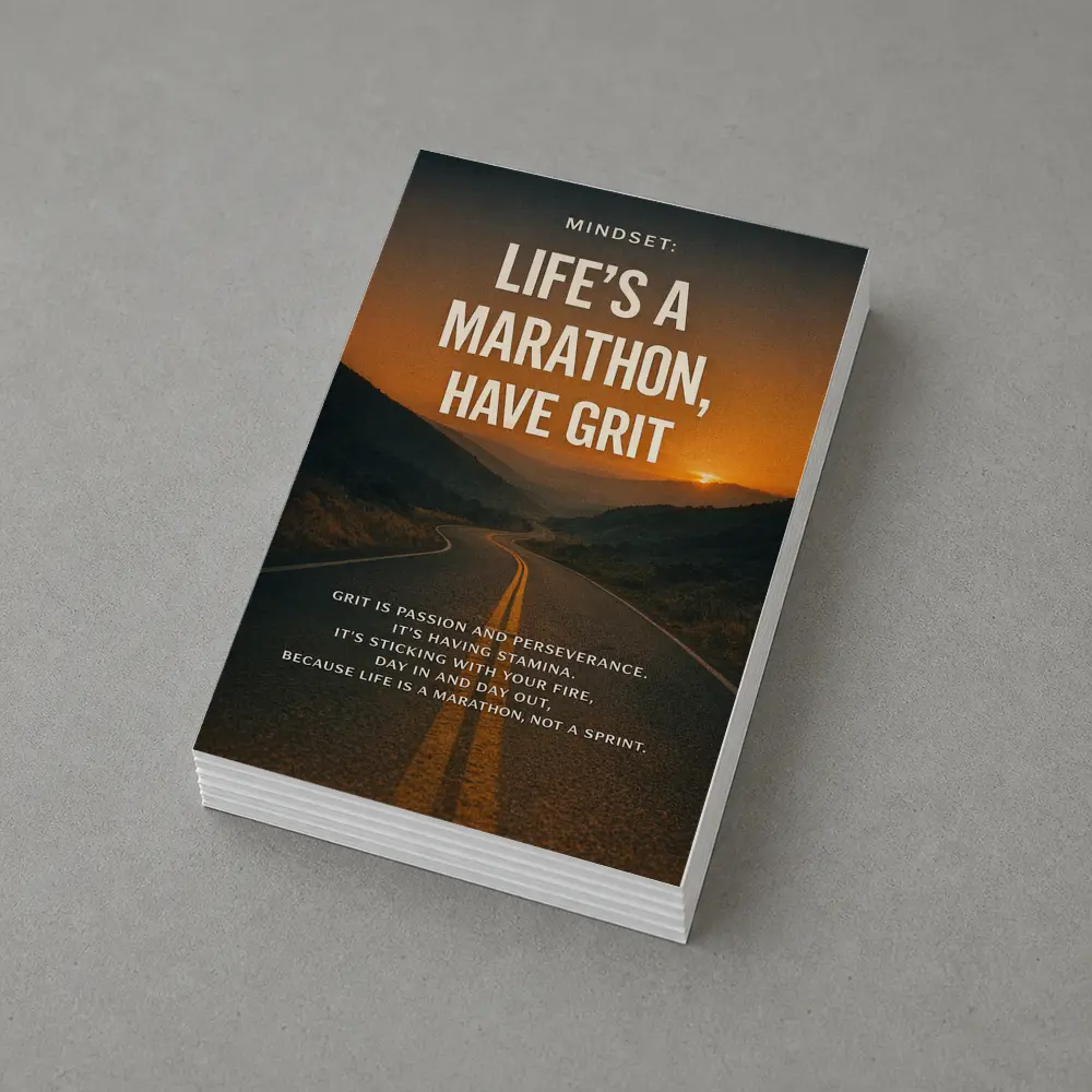 Life Marathon Grit Mindset Motivational Road Quote – Postcards