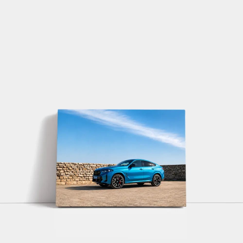 BMW X6 M Blue Parked Stone Wall – Wall Art