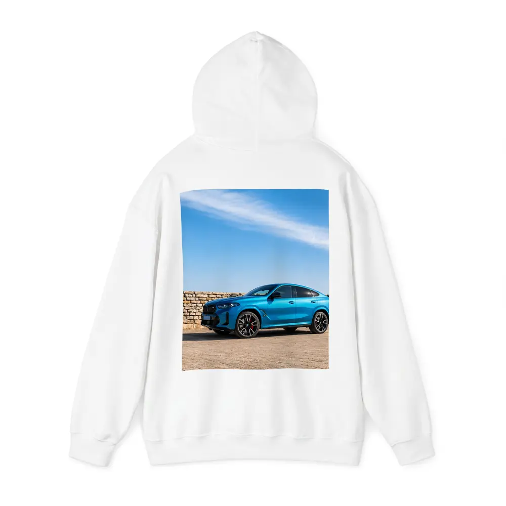 BMW X6 M Blue Parked Stone Wall – Hoodies