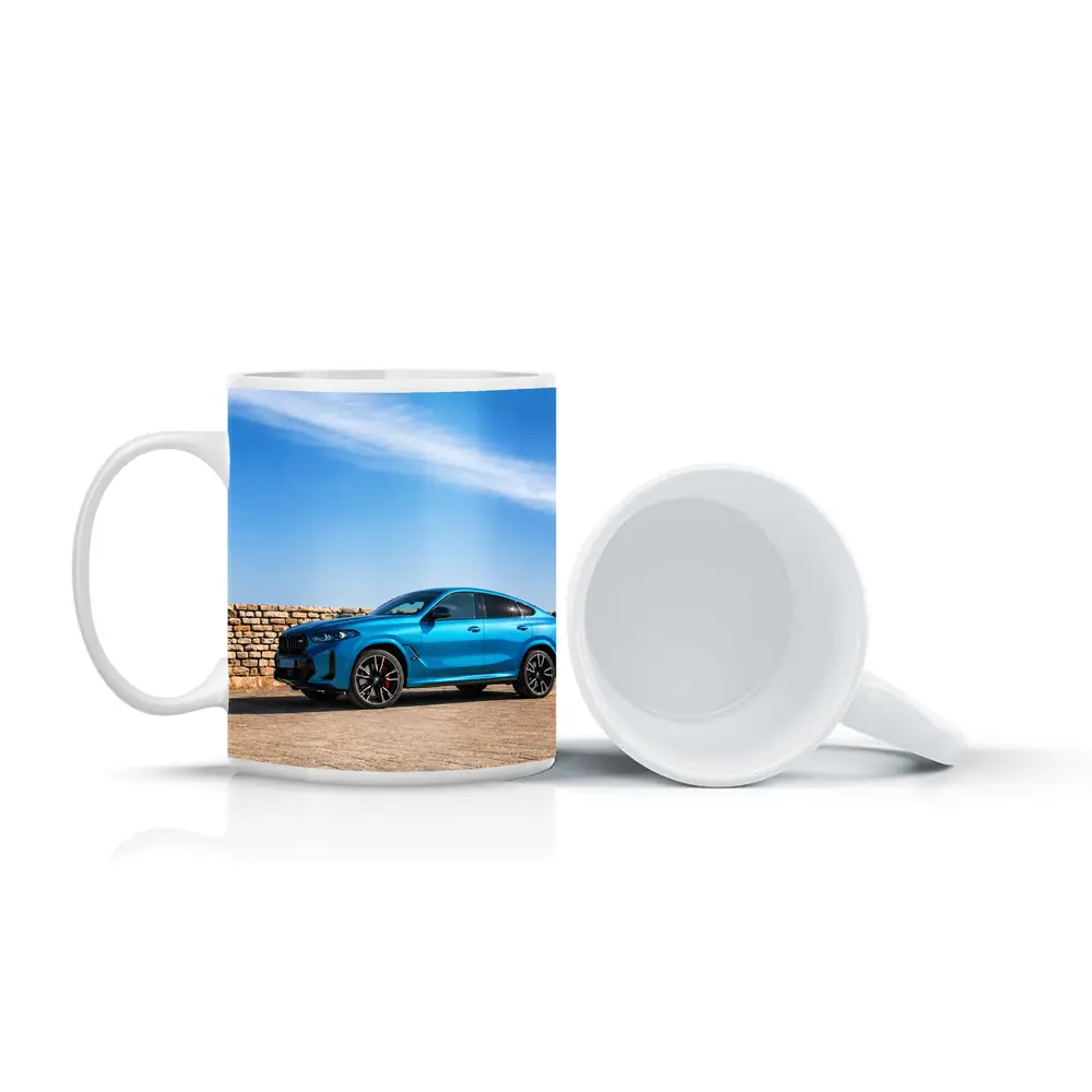 BMW X6 M Blue Parked Stone Wall – Mugs