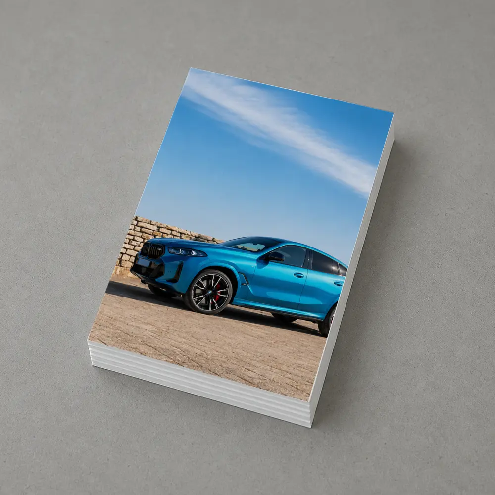 BMW X6 M Blue Parked Stone Wall – Postcards