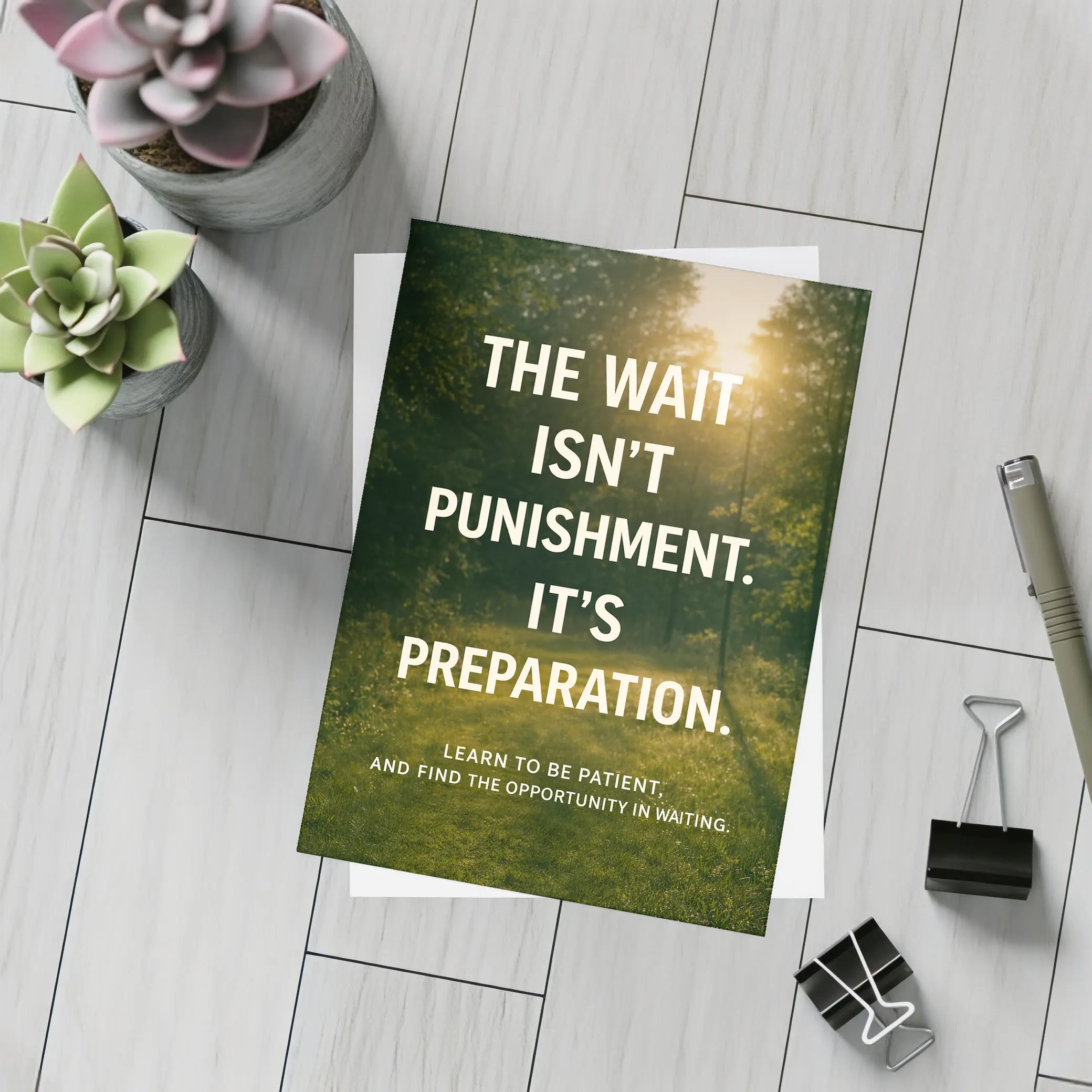 The Wait Is Preparation Forest Path Quote – Postcards
