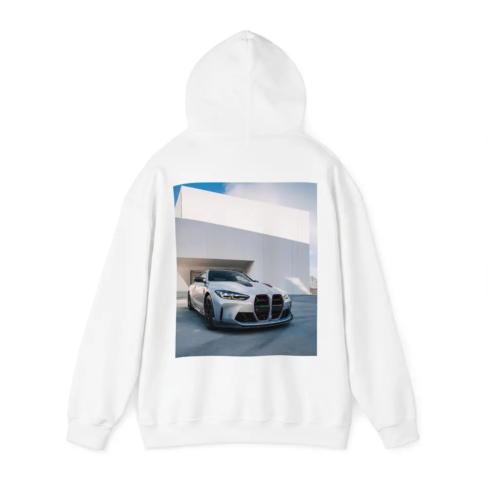 BMW M4 CSL Silver Against White Architecture – Hoodies