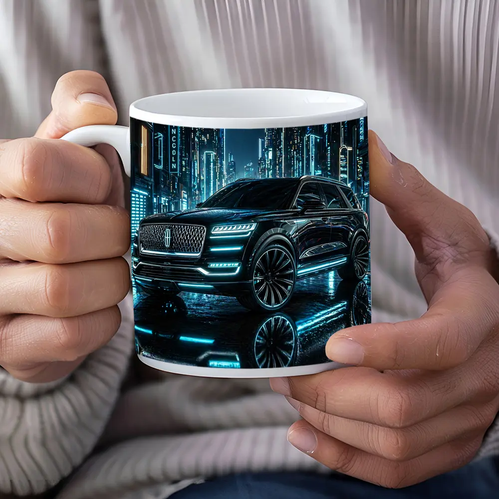 Lincoln Navigator Black Neon City Night – Mugs