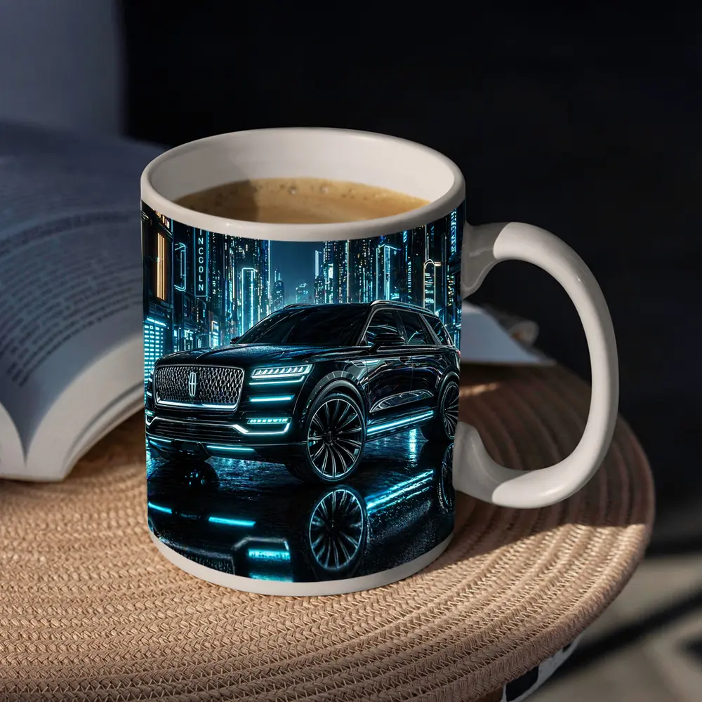 Lincoln Navigator Black Neon City Night – Mugs