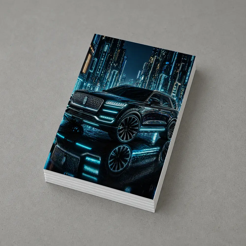 Lincoln Navigator Black Neon City Night – Postcards