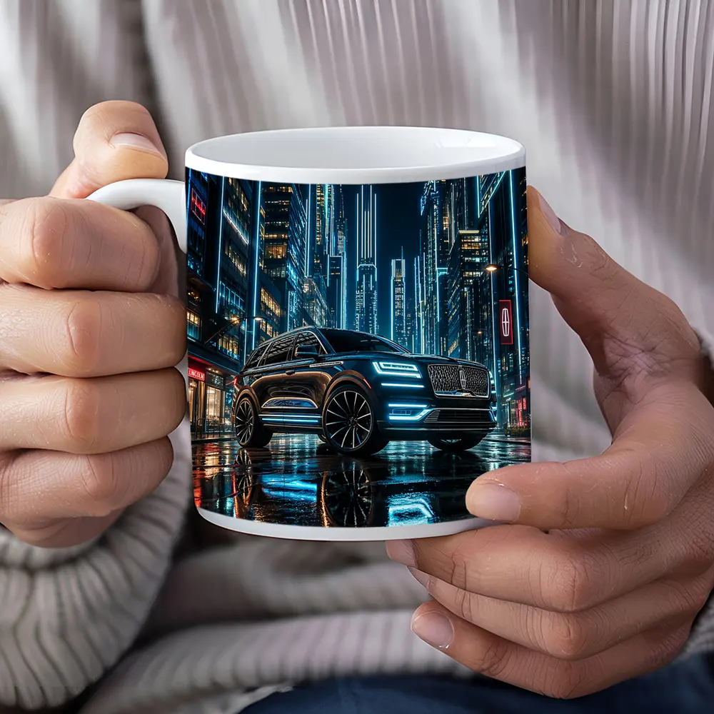 Lincoln Navigator Neon City Night Street – Mugs