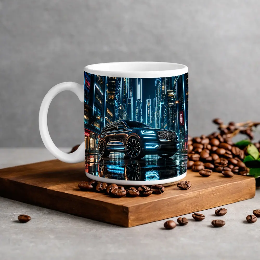 Lincoln Navigator Neon City Night Street – Mugs